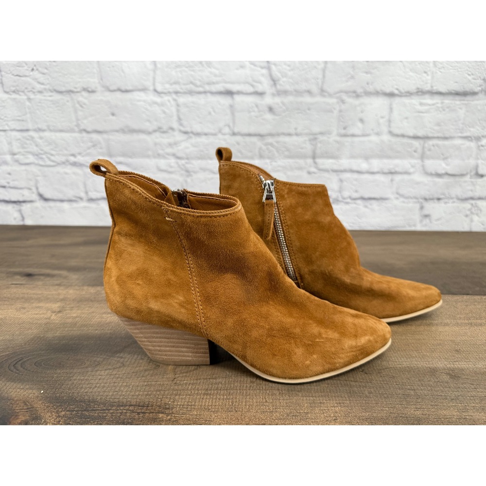 Dolce Vita Pointed Toe Suede Wedge Ankle Booties Brown Casual Side Zip Women 6.5